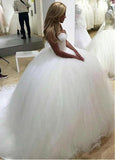 Luxury Tulle Sweetheart Beading Ball Gown Wedding Dress