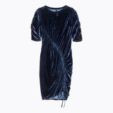 Velvet Blue Half Sleeve Dress