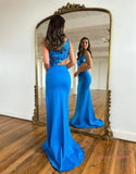 One Shoulder Royal Blue Trumpet Mermaid Prom Dress