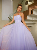 Open Back  Purple Lilac Long Prom Dress With Slit