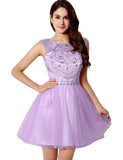  Short Lavender Tulle Homecoming Dress