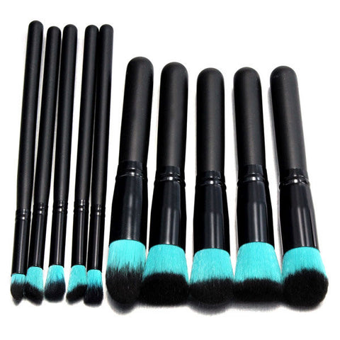 Cosmetic Foundation Set Kit 10Pcs Professional Eyeshadow Makeup Brushes Powder 