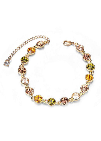 Yellow and Green Round Austrian Crystals Bracelet