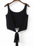 Black Ribbed Beach Cover Up Crop Wrap Top