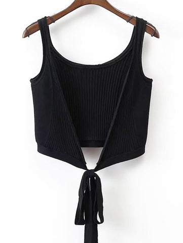 Black Ribbed Beach Cover Up Crop Wrap Top