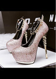 Shimmering Powder Upper Round Toe Stiletto Heels Party Shoes