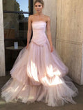 Sexy Pearl Pink Mermaid Trumpet Tulle Prom Dress