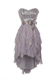 Chic Sequin Lace & Stretch Satin & Chiffon Sweetheart Neckline Hi-lo A-line Homecoming Dress