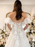 Applique Removable Short Sleeves Princess Wedding Dress