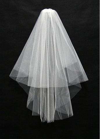 Simple Tulle Two-tier Wedding Veil With Comb