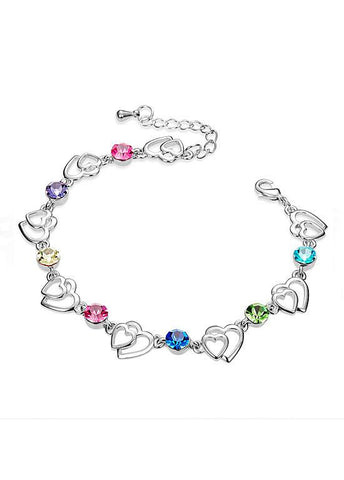 Bracelet Hearts with Multicolor Austrian Crystals