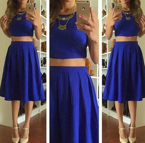 Royal Blue Two Piece Homecoming Dress