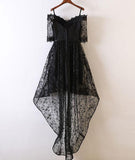 Black Lace High Low Lace Evening Prom Dress