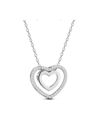 Silver Heart To Heart Necklace
