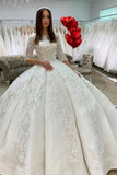 Half Sleeves Scoop Beading Appliques Ball Gown Bridal Wedding Dress