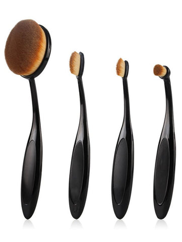 Black 4 Pcs Toothbrush Shape Makeup Brushes Set
