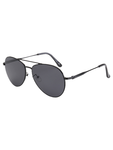 Black Metal Crossbar Pilot Sunglasses