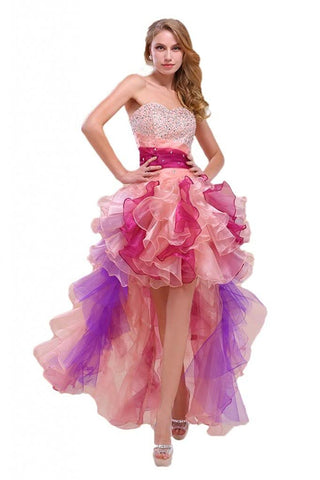 Colorful High-Low Formal Prom Dress