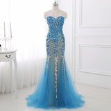 Blue Princess Sparkle Frozen Tulle Evening Prom Dress