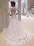 Button Wedding Dress with Long Sleeves