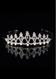 Dazzling Silver Plated Alloy Wedding Tiara With Rhinestones & Pearls