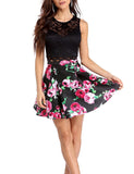 Beautiful Floral Print Two Piece Homecoming Dresses