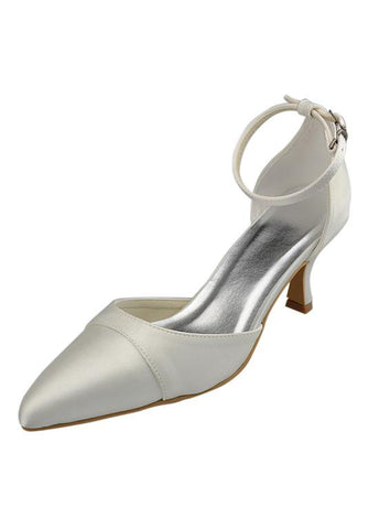 Elegant Satin Upper Closed Toe Stiletto Heels Bridal Shoes