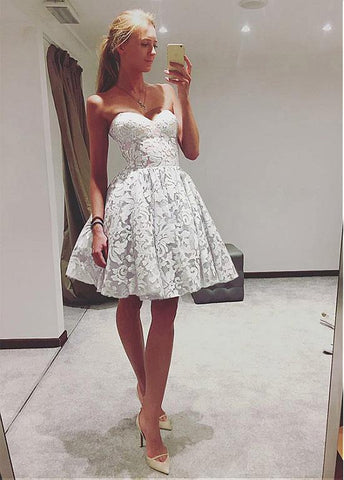 Lace & Tulle Sweetheart Short A-line Homecoming Dress