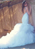 Tulle Sweetheart lace Appliques Backless Mermaid Wedding Dress