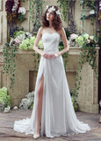 Fashionable Chiffon Sweetheart Neckline A-Line Wedding Dresses With Rhinestones