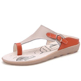 Color Match Leather Flat Casual Beach Open Heel Sandals