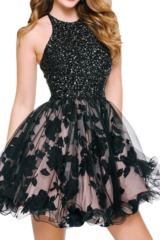  Scoop A Line Beaded Homecoming Dresses