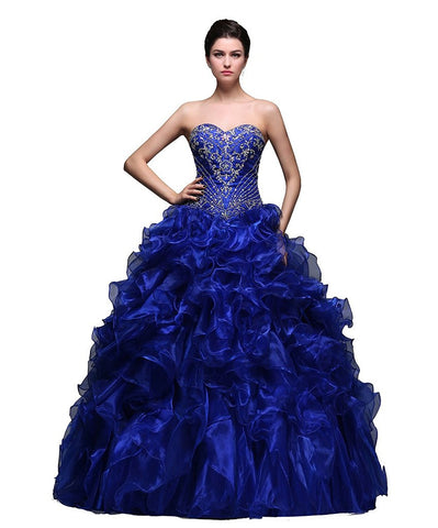Blue Lace Up Pageant Quinceanera Dress