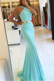 Trumpet Mermaid Mint Green Halter Spandex Prom Dress