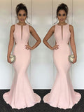 Mermaid Jewel With Ruched Satin Prom Dress