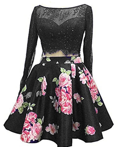 Two Piece Floral Cocktail Party Dress