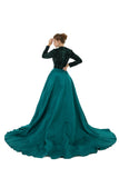 Green Long Sleeves Scoop Trumpet Mermaid Sparkle Sequin Prom Dress