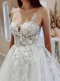Applique Scoop Princess Tulle  Wedding Dress