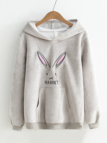 Gary Long Sleeve Kangaroo Pocket Rabbit Hoodie