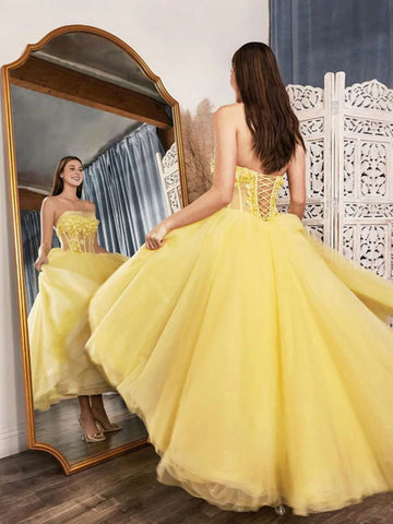 Daffodils Sweetheart See Through Lace Up Back Prom Dress