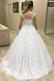 Tulle A Line Jewel Sheer Neck Floral Long Sleeves Wedding Dress