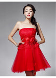 Stunning Lace & Tulle Strapless Neckline Short A-line Homecoming Dress