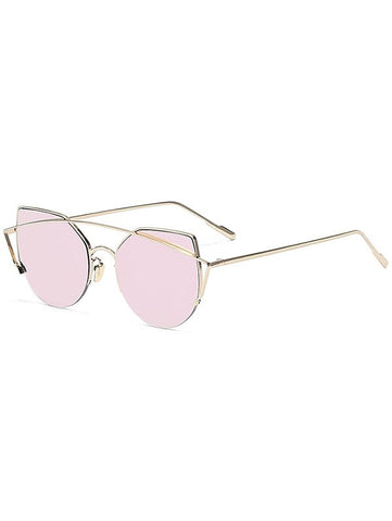 Gold Crossbar Cat Eye Mirrored Sunglasses
