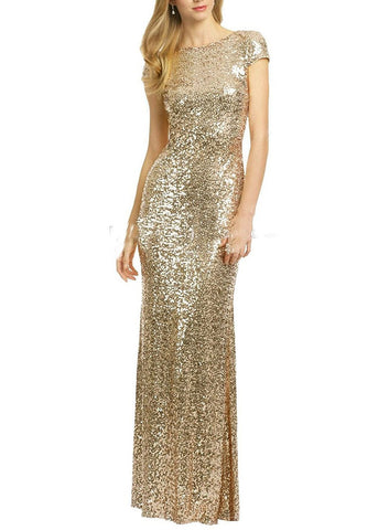 Gold Sequins Wedding Party Gowns