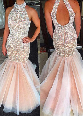 Delicate Tulle Mermaid Evening Dresses With Beadings