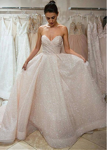 Beautiful Spray Gold Net Sweetheart A-line Wedding Dress