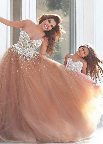 Tulle Sweetheart Neckline Ball Gown Evening/ Mother and Daughter Dress With Beadings
