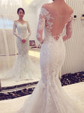 Off The Shoulder Appliques Long Sleeves Mermaid Wedding Dress