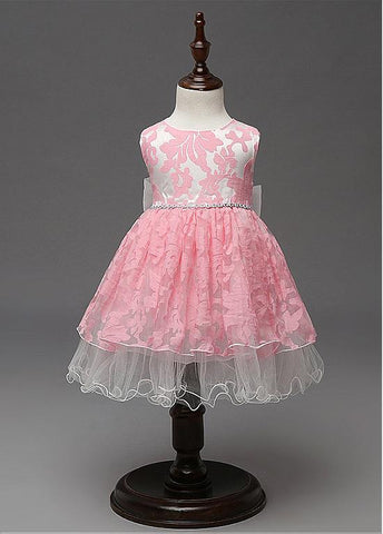 Cute Tulle & Lace Scoop Neckline Ball Gown Flower Girl Dresses With Rhinestones