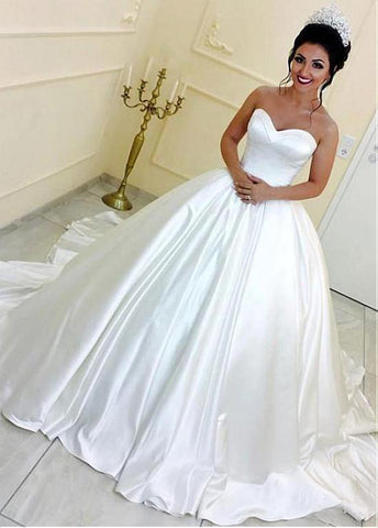  Satin Sweetheart Ball Gown Wedding Dress With Belt